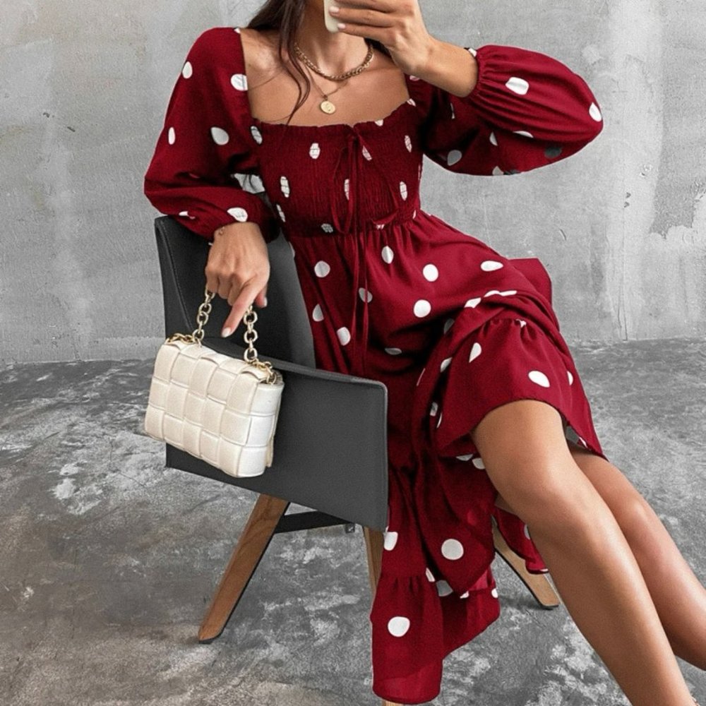 SHEIN Red Polka Dot Dress